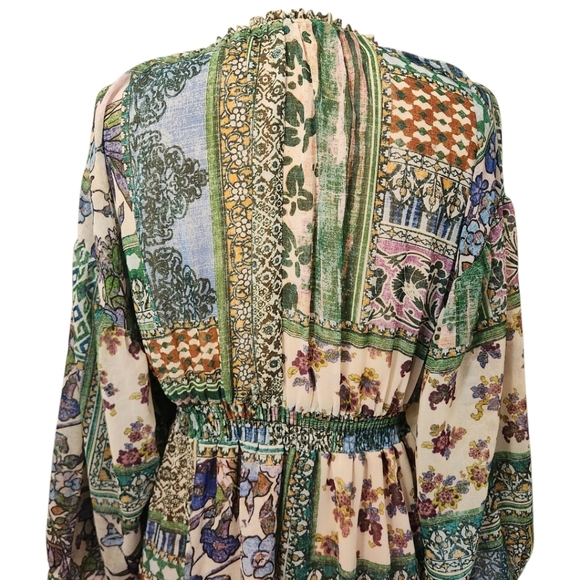 ZARA Patchwork Boho Midi Dress - Size 6 - Picture 11 of 15